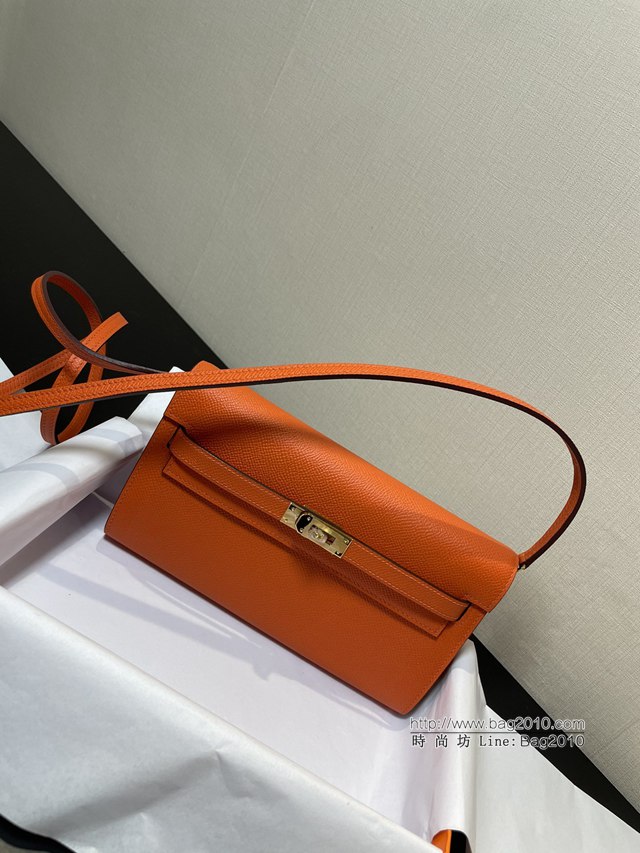 Hermes女包 愛馬仕Kelly woc小挎包 橙色epsom皮凱麗斜挎包  tdh2348
